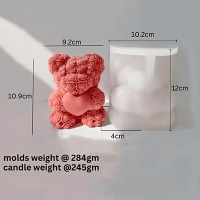 Silicon Mold Candle Teddy Rose Heart