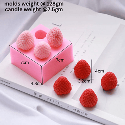 Silicon Mold Candle Strawberry 4 Cavity