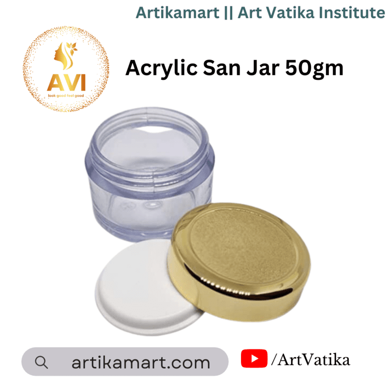 Acrylic San Jar + White Inner + GOLDEN Cap - 50g