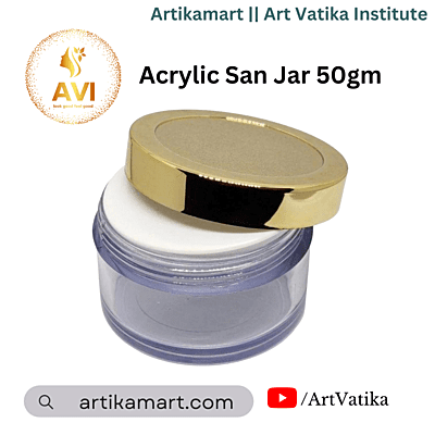 Acrylic San Jar + White Inner + GOLDEN Cap - 50g