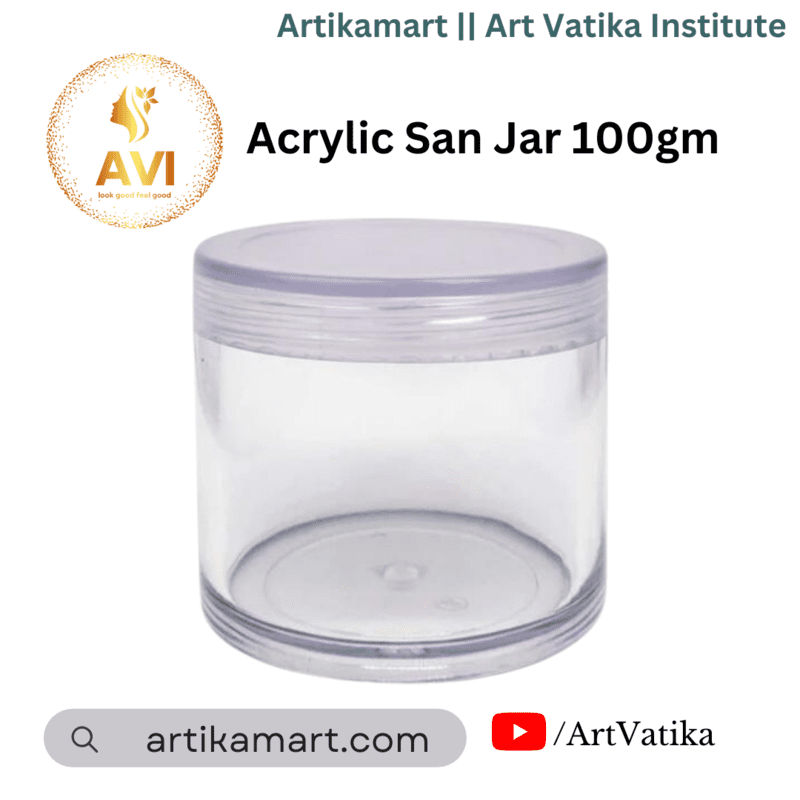 Acrylic San Jar + White Inner + TRANSPARENT Cap - 100g