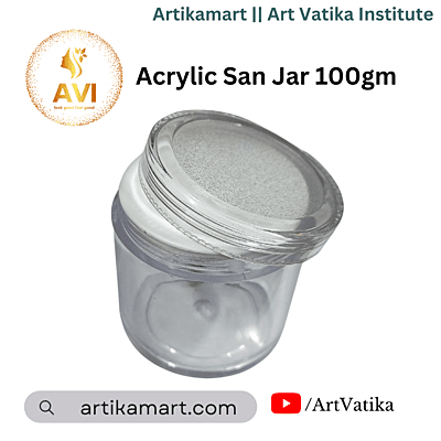 Acrylic San Jar + White Inner + TRANSPARENT Cap - 100g