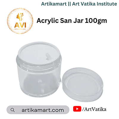 Acrylic San Jar + White Inner + TRANSPARENT Cap - 100g