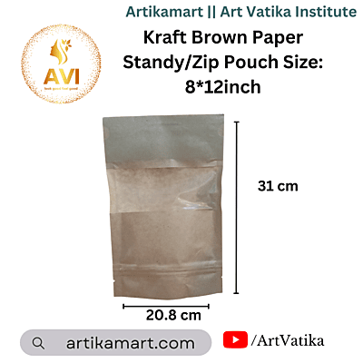 Kraft Brown Paper Standy/Zip Pouch Size: 8*12inch