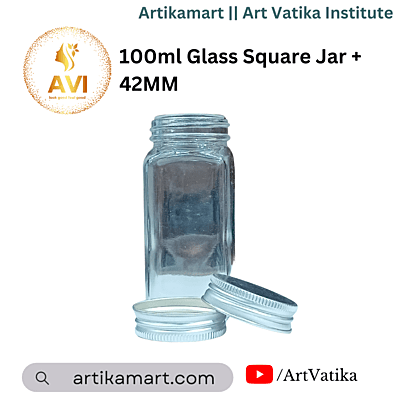 100ml Glass Square Jar + 42MM Aluminium Cap