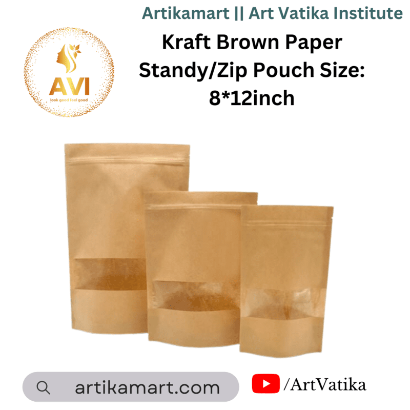 Kraft Brown Paper Standy/Zip Pouch Size: 8*12inch