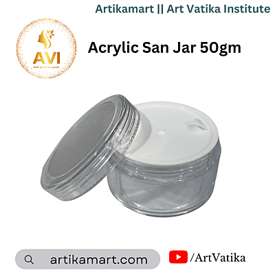 Acrylic San Jar + White Inner + TRANSPARENT Cap - 50g