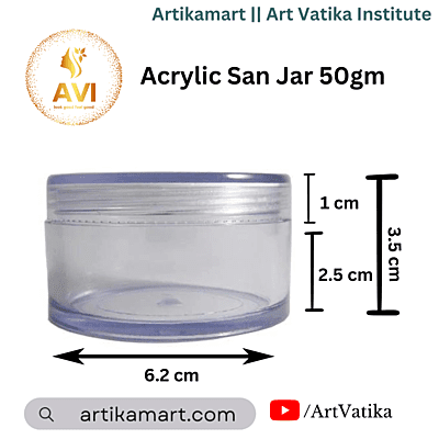 Acrylic San Jar + White Inner + TRANSPARENT Cap - 50g