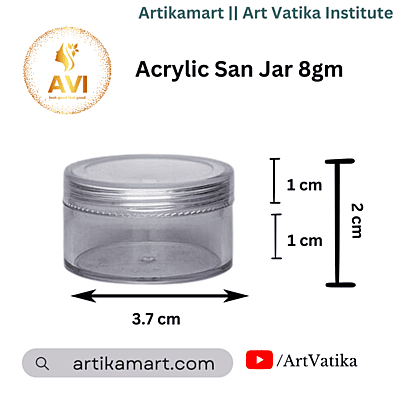 Acrylic San Jar + White Inner + TRANSPARENT Cap - 8g