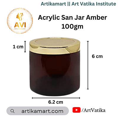 Acrylic San Jar AMBER + White Inner + GOLDEN Cap - 100g