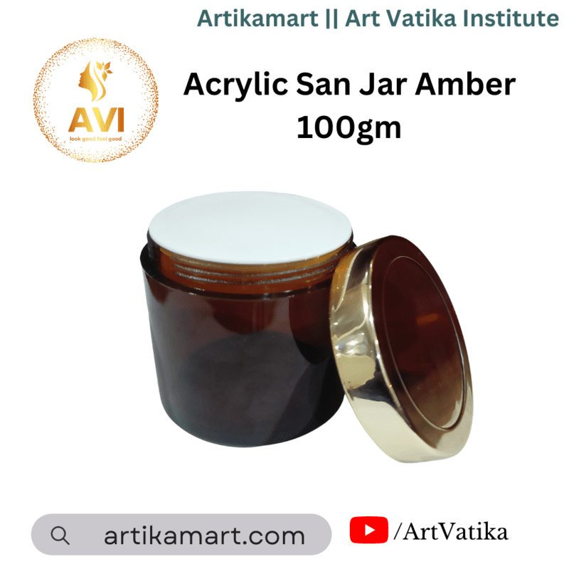 Acrylic San Jar AMBER + White Inner + GOLDEN Cap - 100g