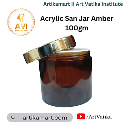 Acrylic San Jar AMBER + White Inner + GOLDEN Cap - 100g