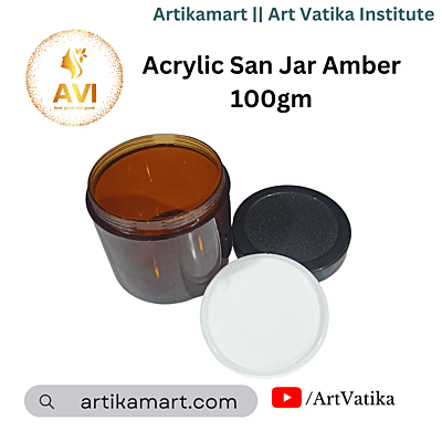 Acrylic San Jar AMBER + White Inner + BLACK Cap - 100g