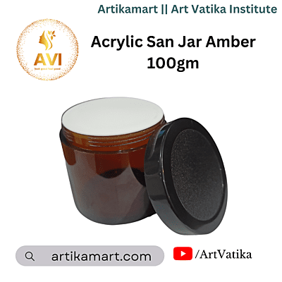 Acrylic San Jar AMBER + White Inner + BLACK Cap - 100g