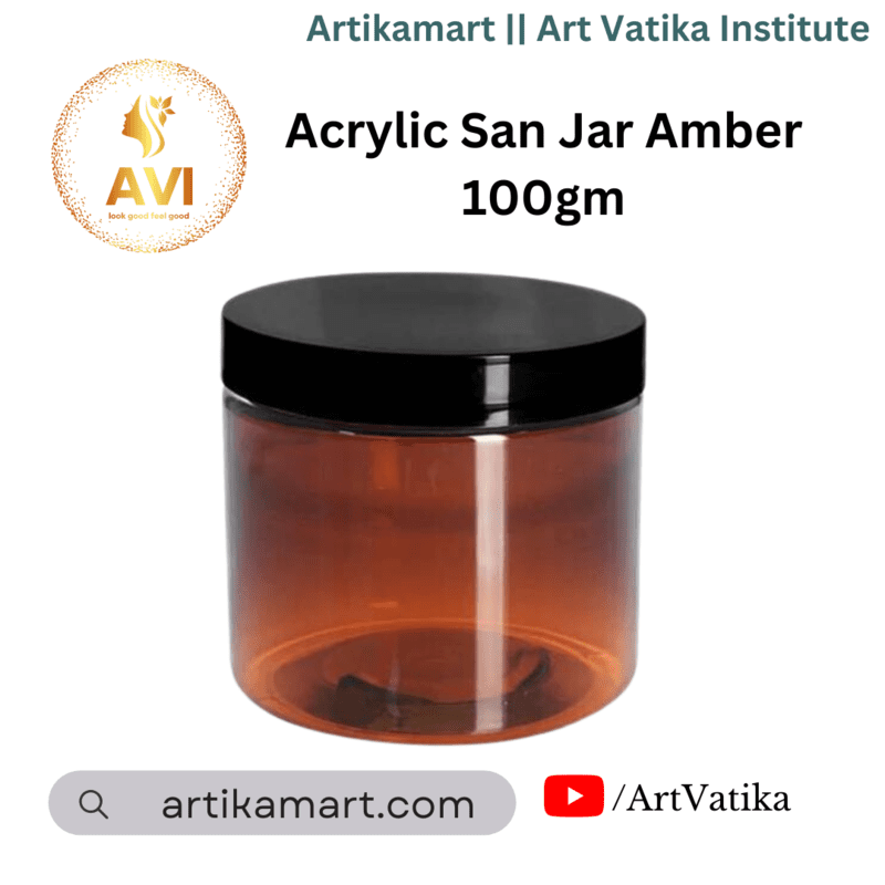 Acrylic San Jar AMBER + White Inner + BLACK Cap - 100g