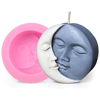 Silicon Mold Candle Sun Moon Face - 70g