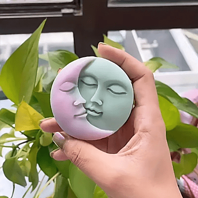 Silicon Mold Candle Sun Moon Face - 70g