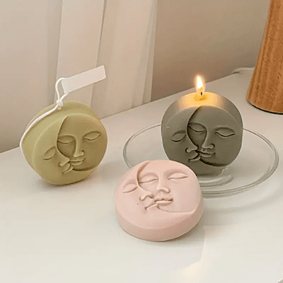 Silicon Mold Candle Sun Moon Face - 70g