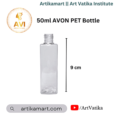 50ml SQUARE PET Bottle CLEAR - 20mm Neck