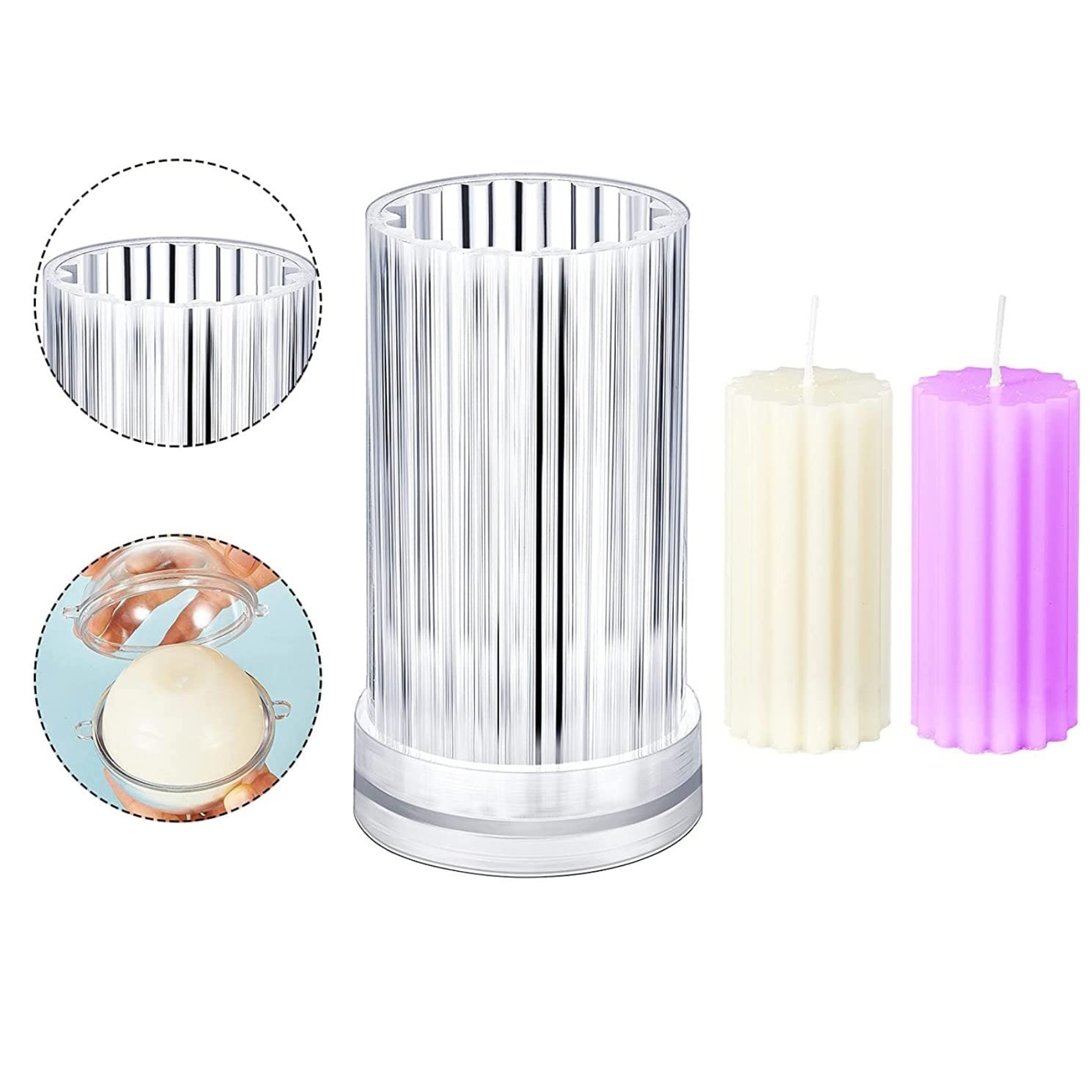 Polycarbonate Candle Deep Line Pillar