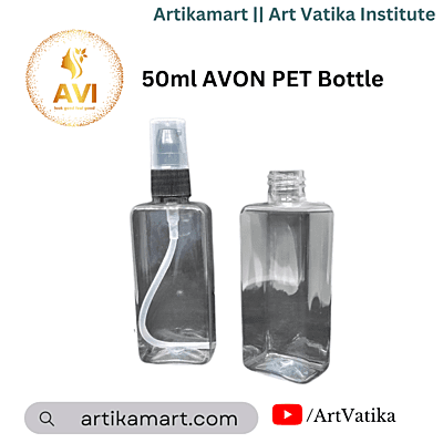 50ml SQUARE PET Bottle CLEAR - 20mm Neck