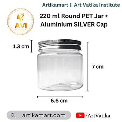 220 ml Round PET Jar + Aluminium SILVER Cap