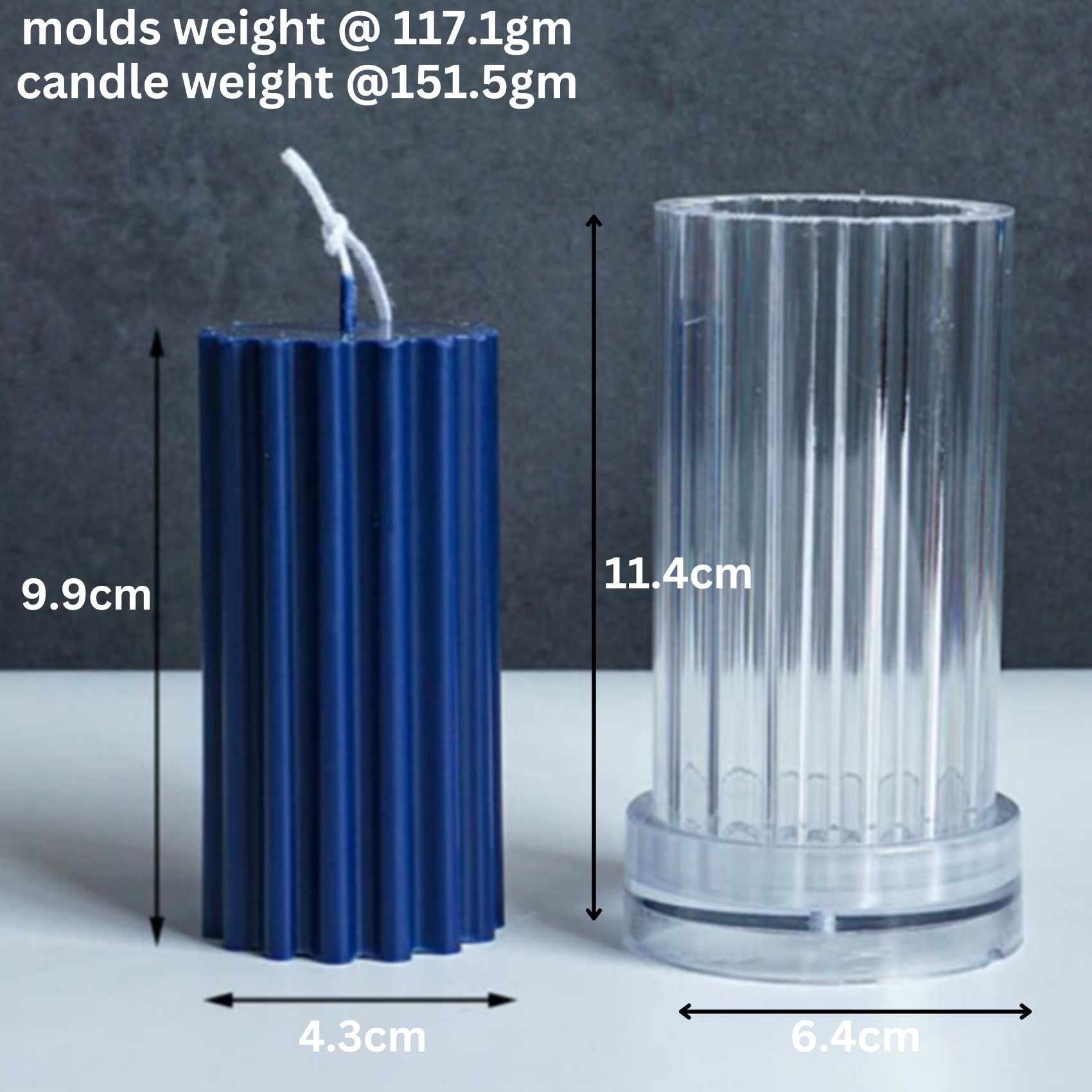 Polycarbonate Candle Deep Line Pillar