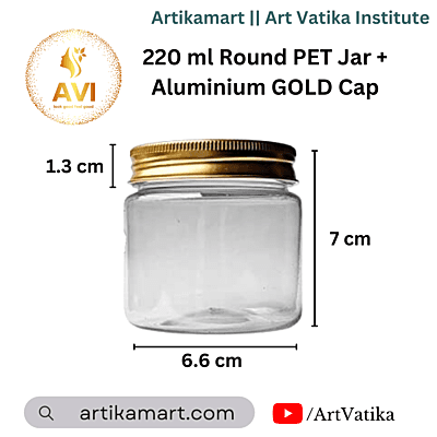 220 ml Round PET Jar + Aluminium GOLD Cap