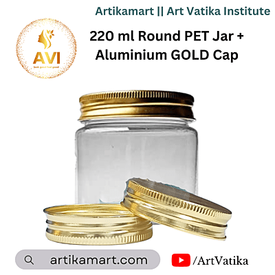 220 ml Round PET Jar + Aluminium GOLD Cap