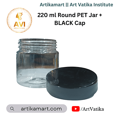 220 ml Round PET Jar + BLACK Cap