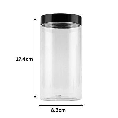 900ml Round PET Jar + 83mm BLACK Cap