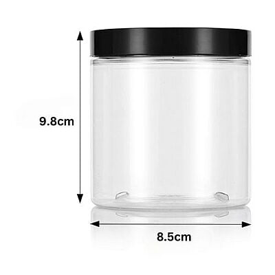 450ml Round PET Jar + 83mm BLACK Cap