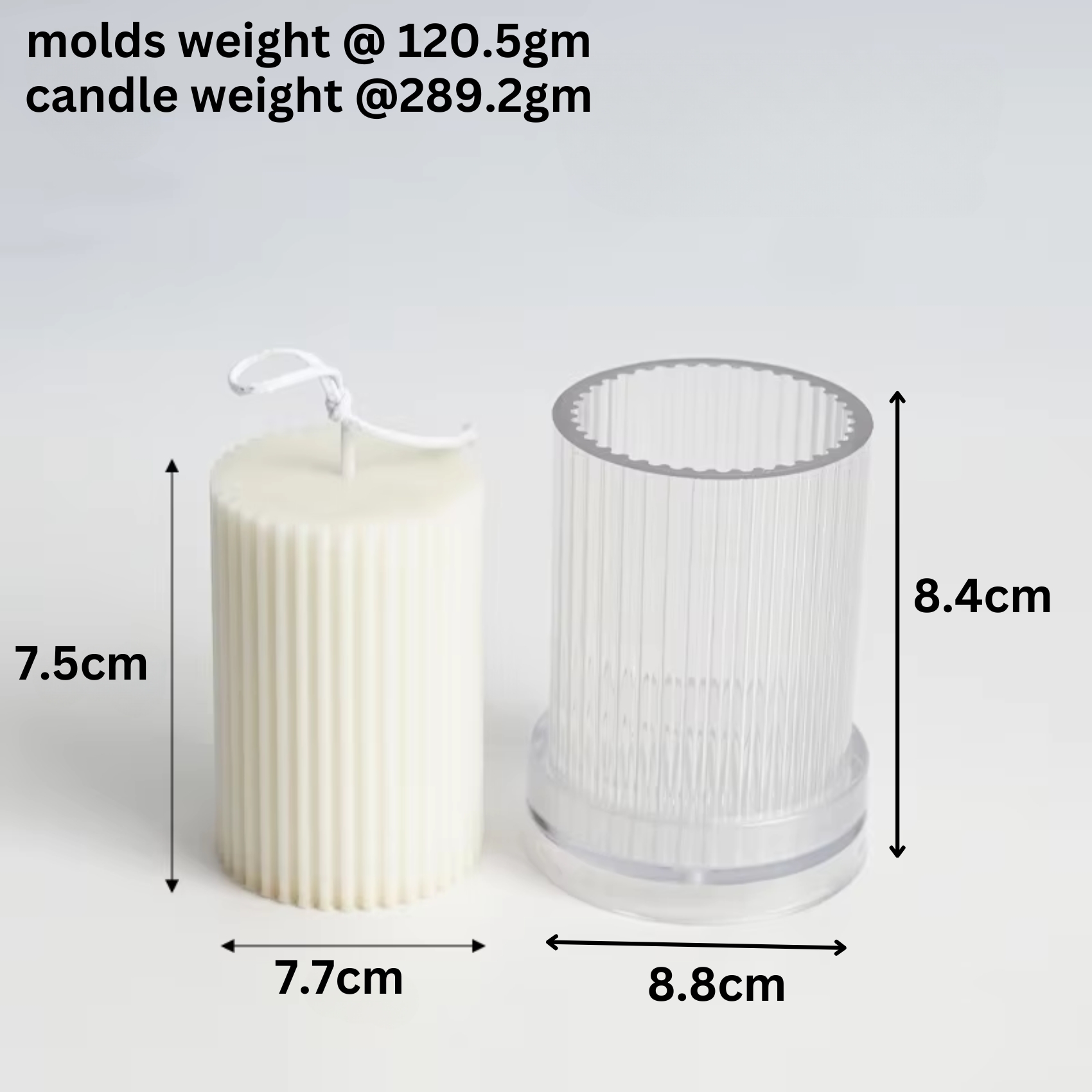 Polycarbonate Candle Crinkle Cylinder Mold(Small)