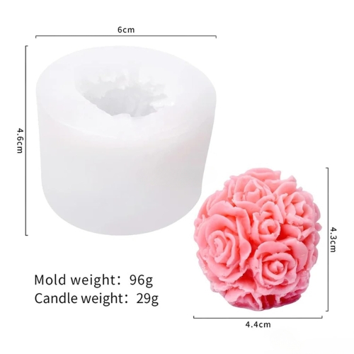 Silicon Mold Single Rose Ball 3D