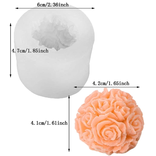 Silicon Mold Single Rose Ball 3D