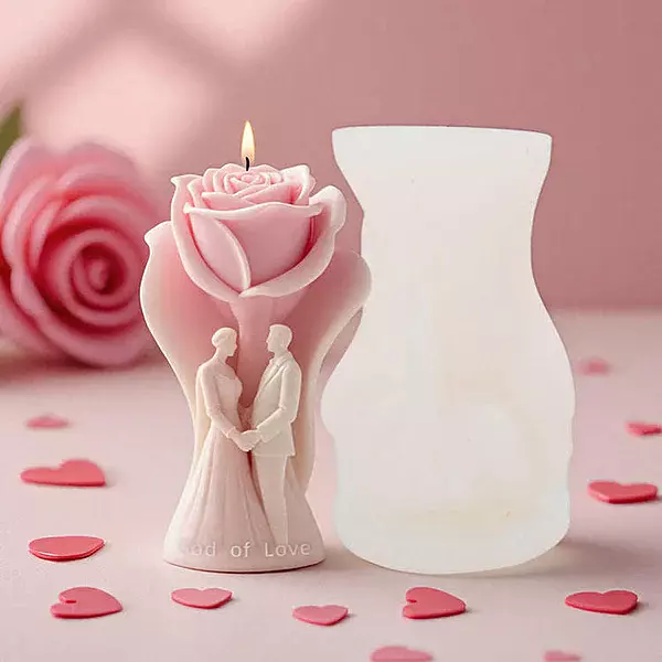 Silicon Mold Candle Wedding Couple Rose