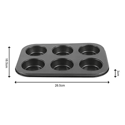 Muffin Mold Tray Black 6 Cavity