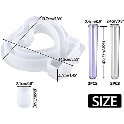 Silicon Mold Resin Heart Flower POT