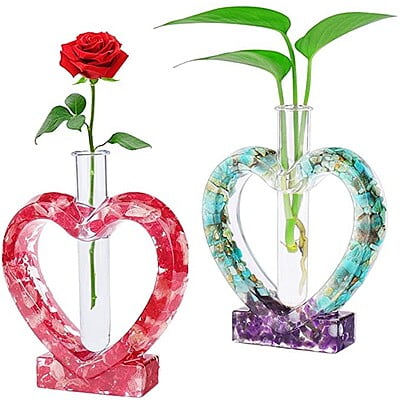 Silicon Mold Resin Heart Flower POT