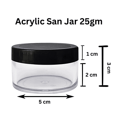 Acrylic San Jar + White Inner + BLACK Cap - 25g