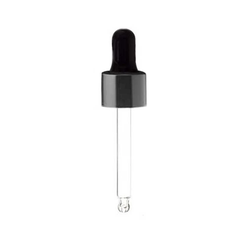 SERUM DROPPER Cap Full BLACK Glass 18mm NECK