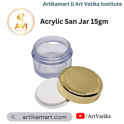 Acrylic San Jar + White Inner + GOLDEN Cap  - 15g