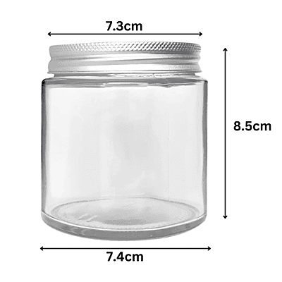 250 ml J6 Glass Jar + SILVER Aluminium Cap