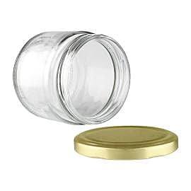 350ml Round Salsa Jar+ 82mm GOLD Lug Cap (72pc BOX)