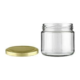 350ml Round Salsa Jar+ 82mm GOLD Lug Cap (72pc BOX)