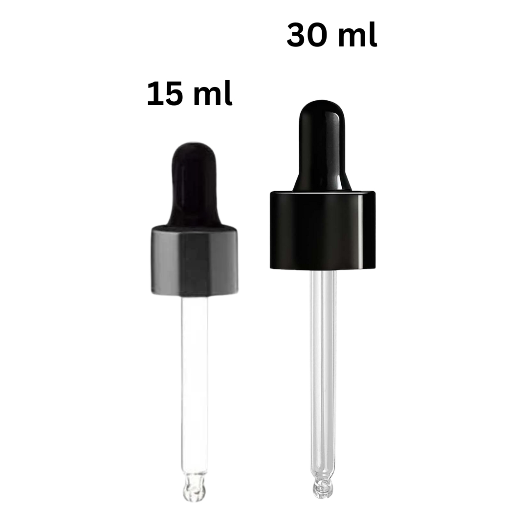 SERUM DROPPER Cap Full BLACK Glass 18mm NECK