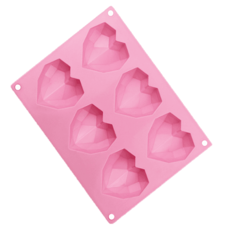 Silicon Mold Diamond Cut Heart 6 Cavity