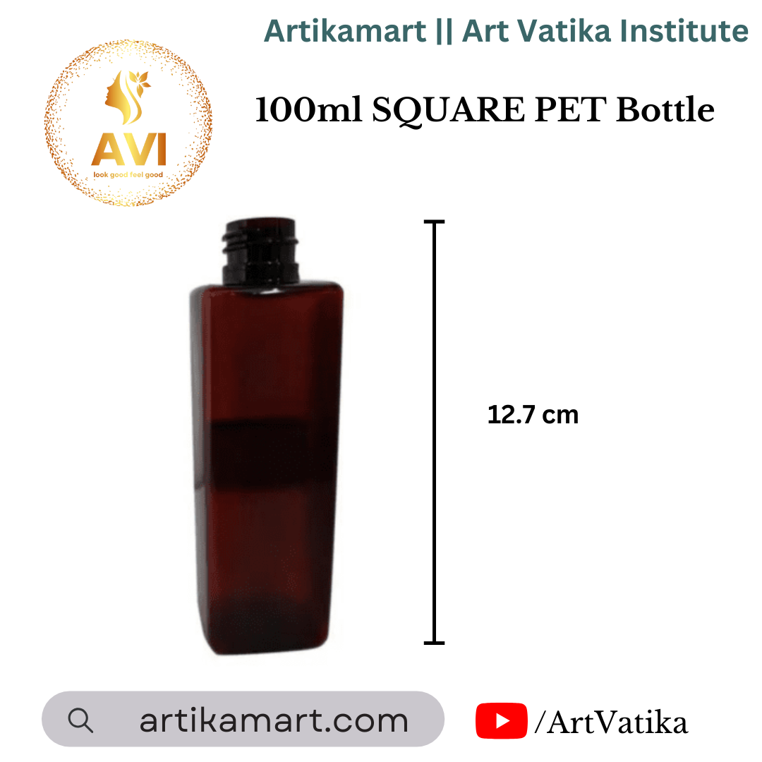 100ml SQUARE PET Bottle AMBER - 20mm Neck