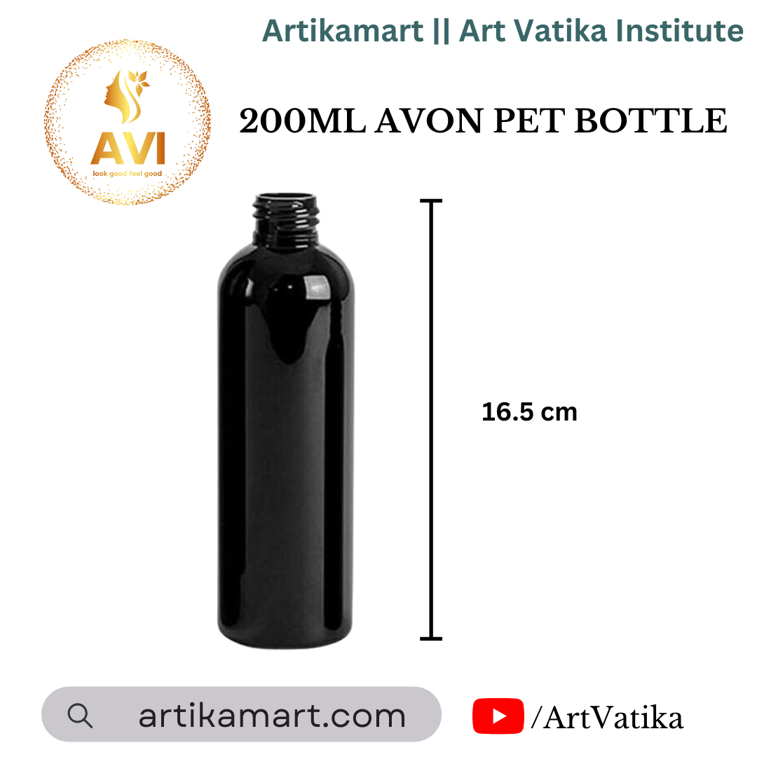 200ML AVON PET BOTTLE BLACK - 24MM NECK